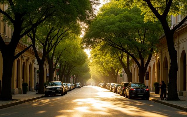 Calle arbolada de la Colonia Roma Norte con arquitectura Art Déco clásica.