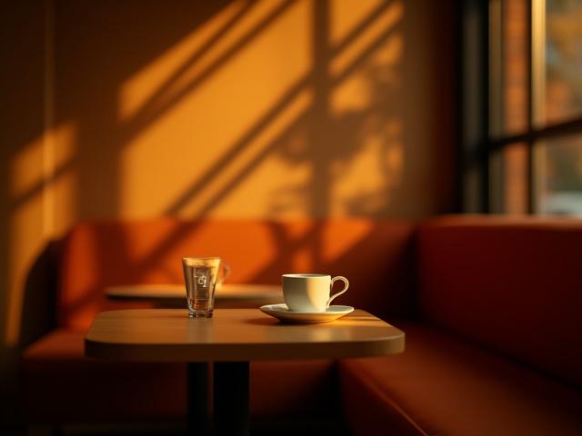 Iluminación cálida y ámbar creando un ambiente acogedor para una reunión